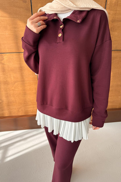 Ajda Pleated Skirt Set Petrol