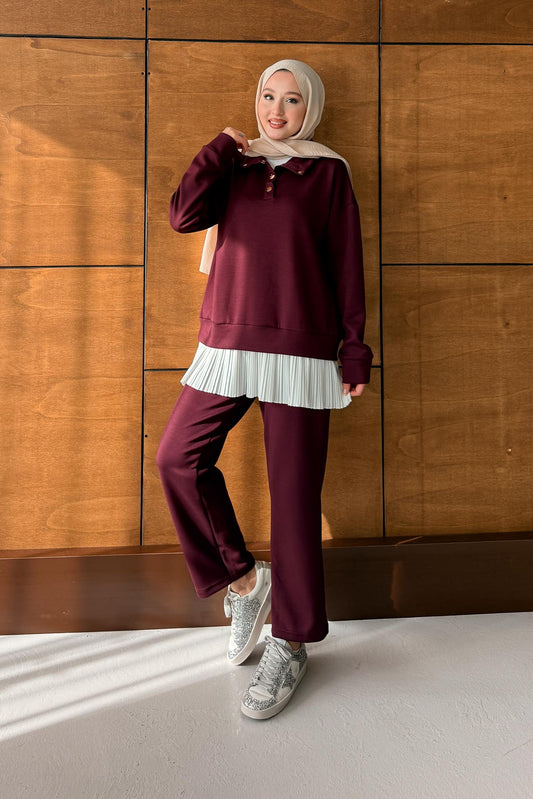 Ajda Pleated Skirt Set Petrol