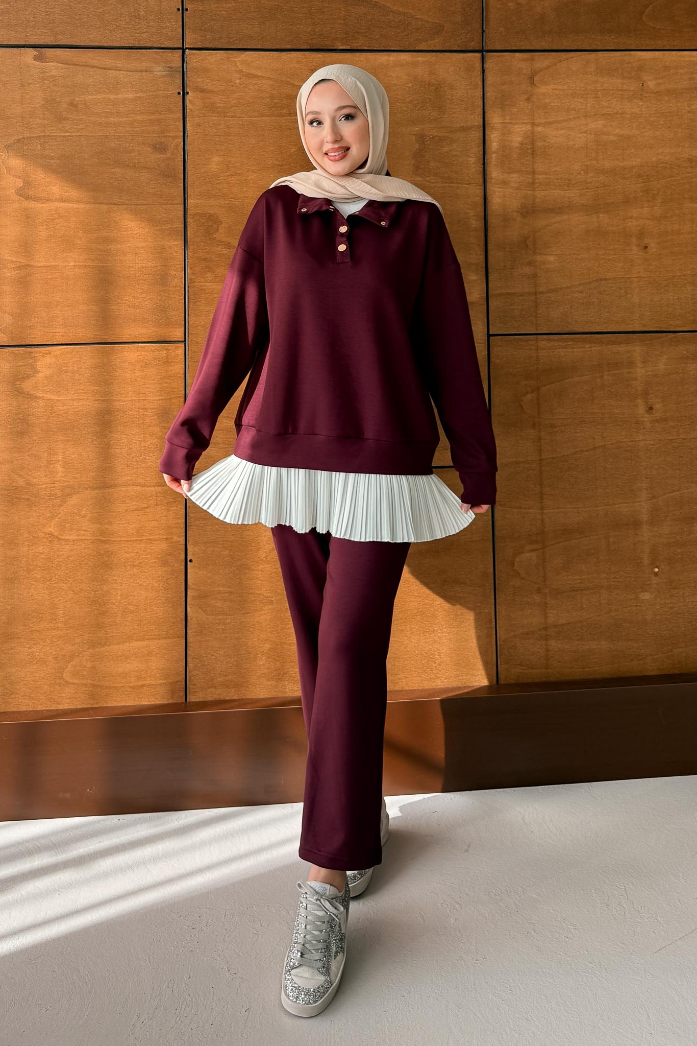 Ajda Pleated Skirt Set Petrol