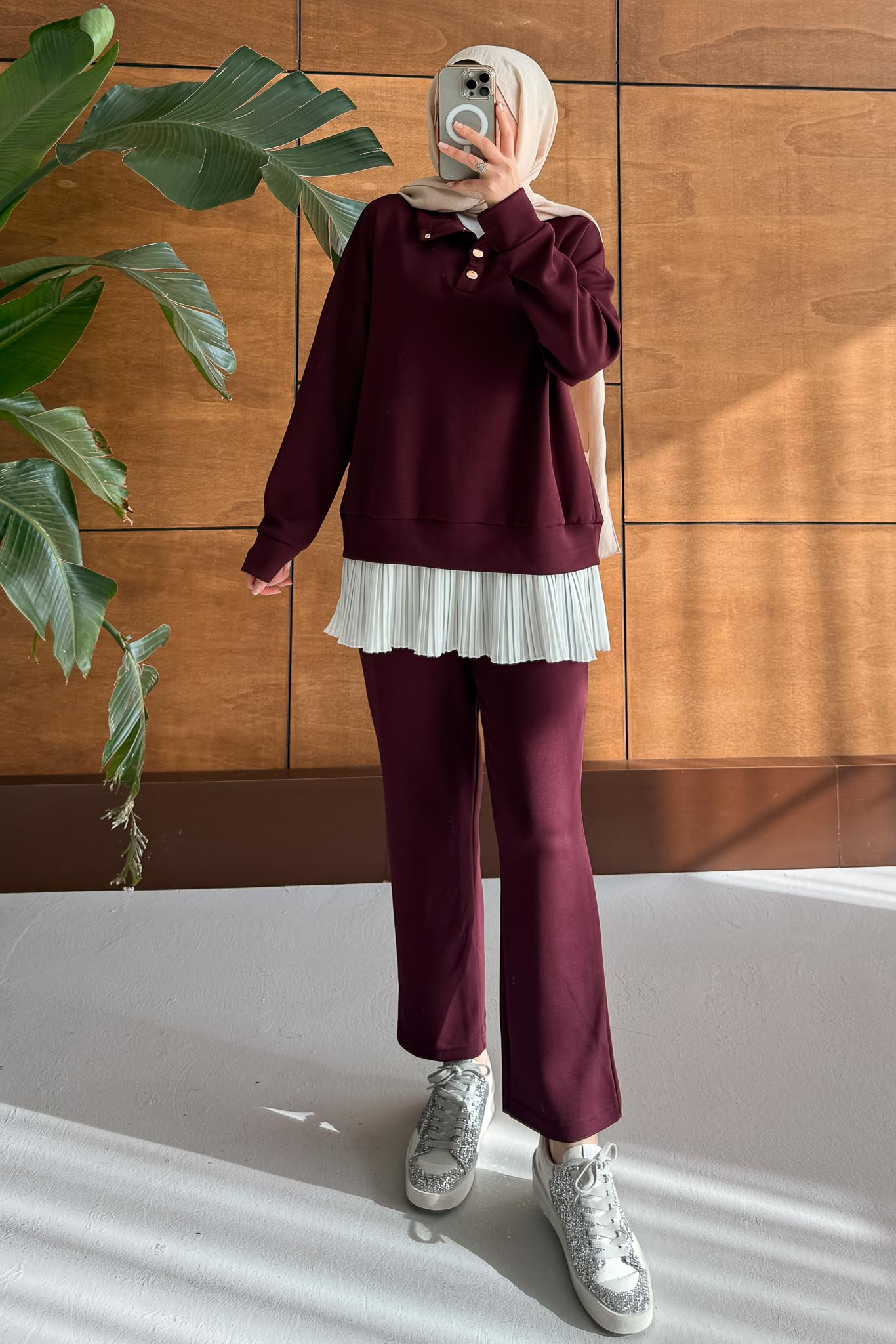 Ajda Pleated Skirt Set Petrol