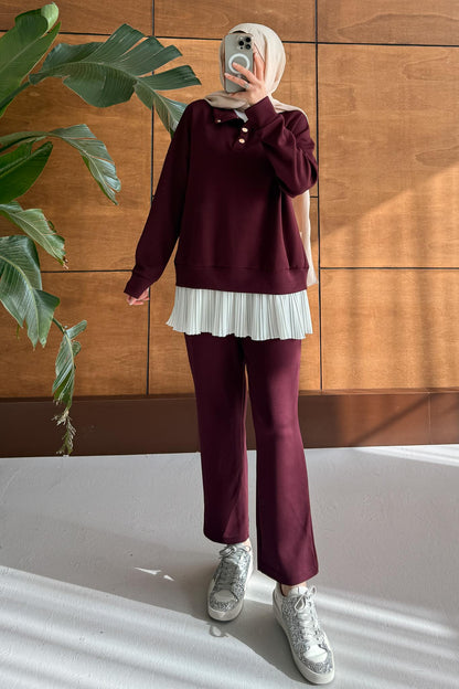 Ajda Pleated Skirt Set Petrol