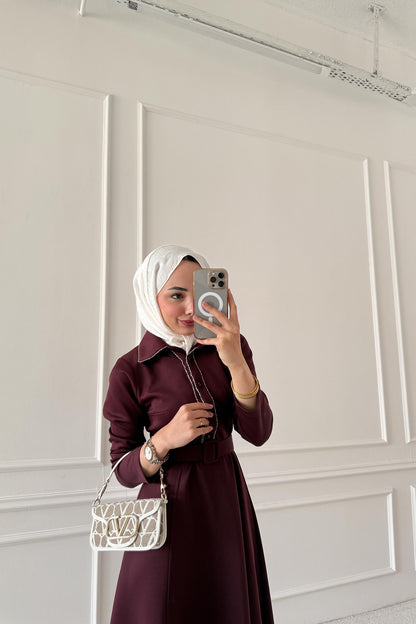 Yaldızlı Elbise Bordo