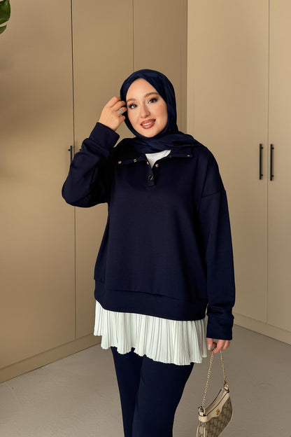 Ajda Pleated Skirt Set Petrol