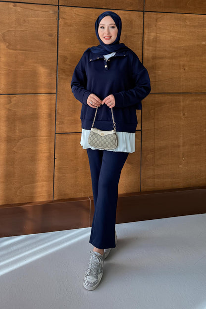 Ajda Pleated Skirt Set Petrol