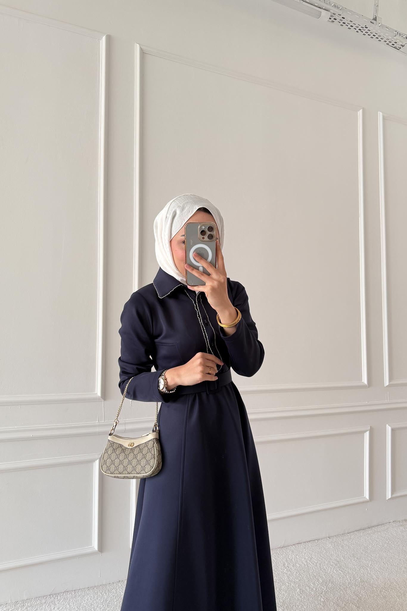 Yaldızlı Elbise Lacivert