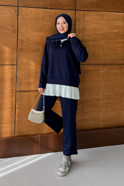 Ajda Pleated Skirt Set Petrol