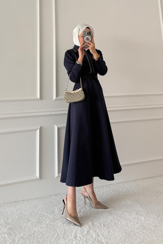 Yaldızlı Elbise Lacivert