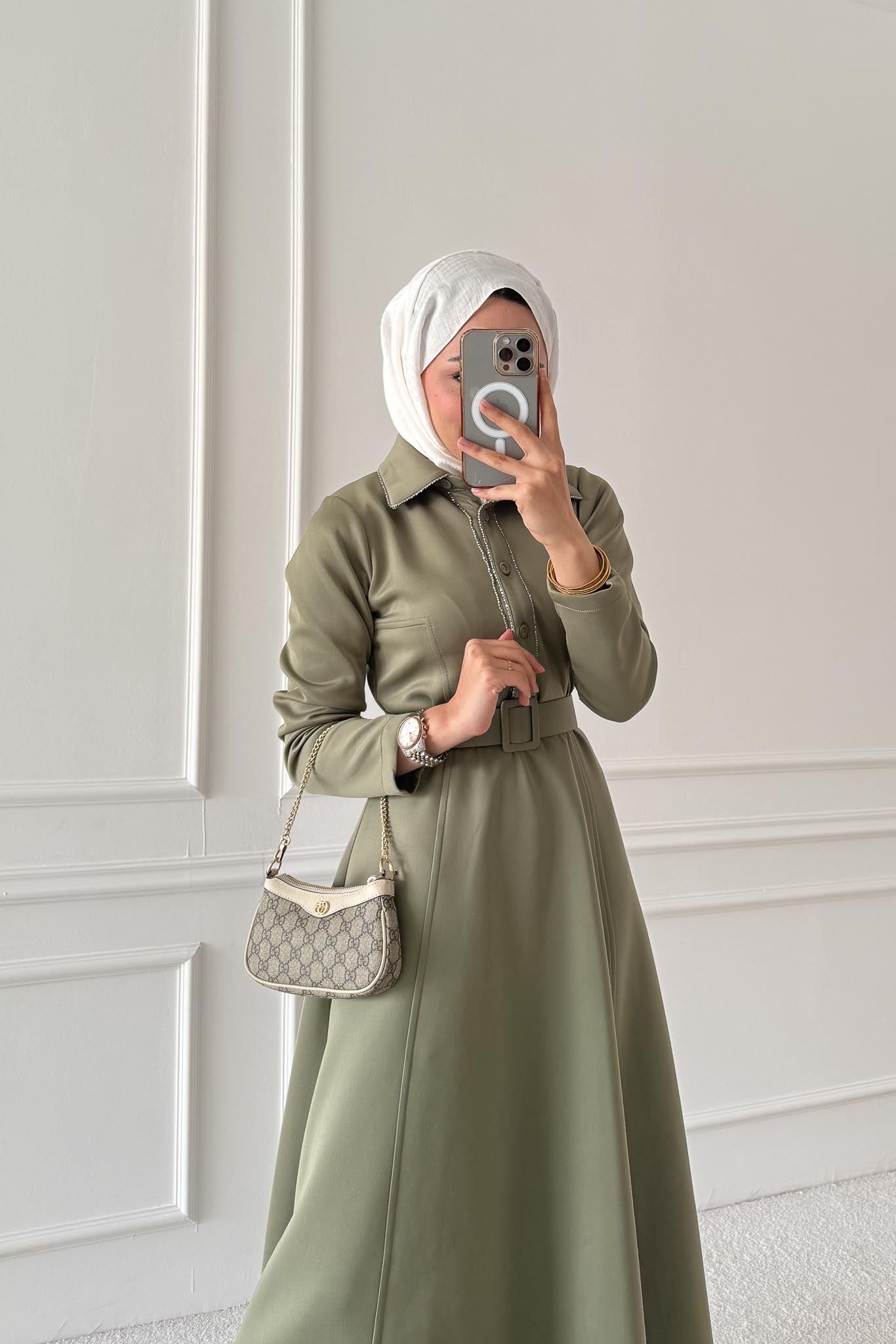 Yaldızlı Elbise Su Yeşili