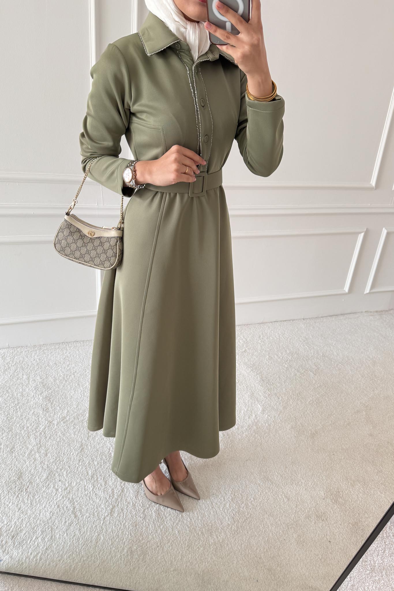 Yaldızlı Elbise Su Yeşili