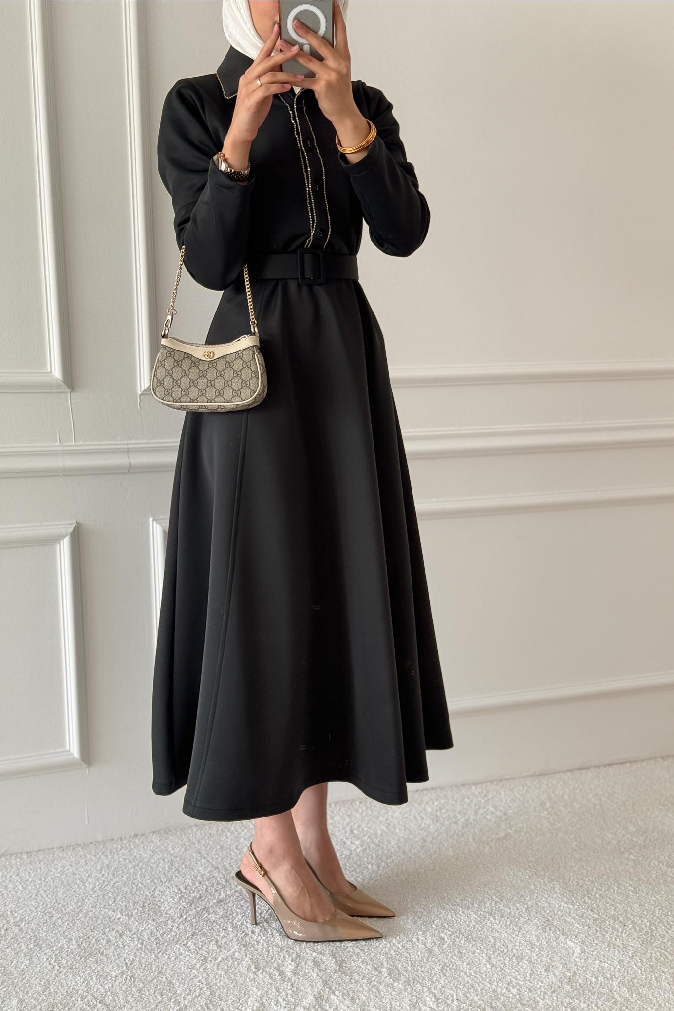 Yaldızlı Elbise Siyah