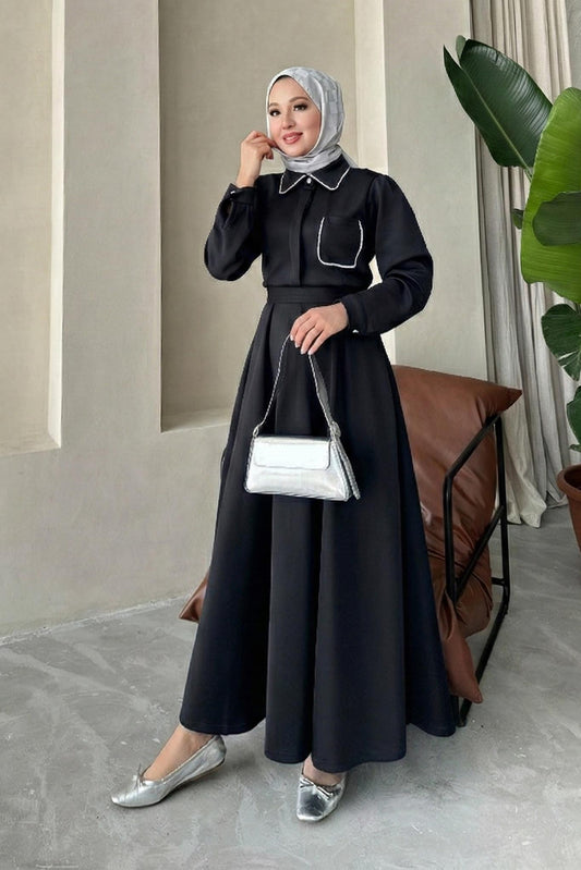 Nora Cepli Elbise Siyah