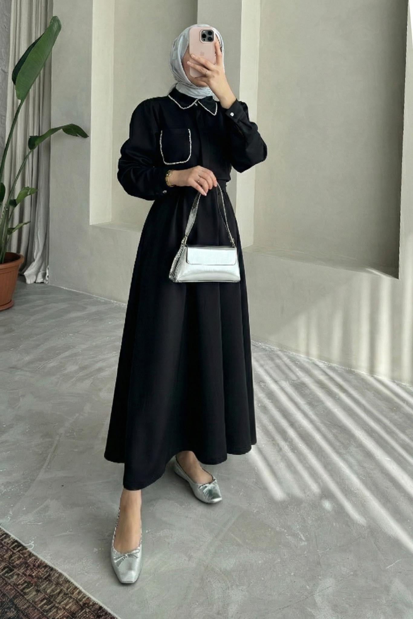 Nora Cepli Elbise Siyah