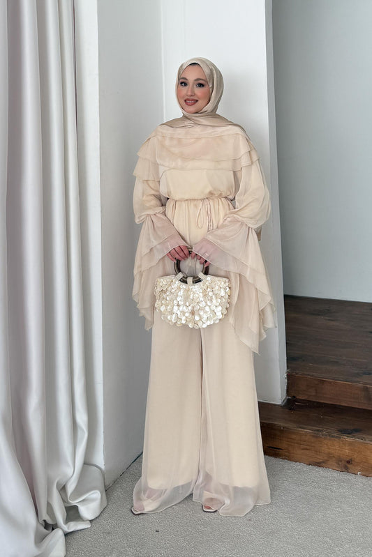 Yıldız Şifon Takım Bej