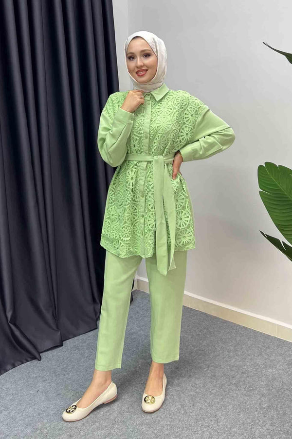 Olive Lace Suit Mint Green