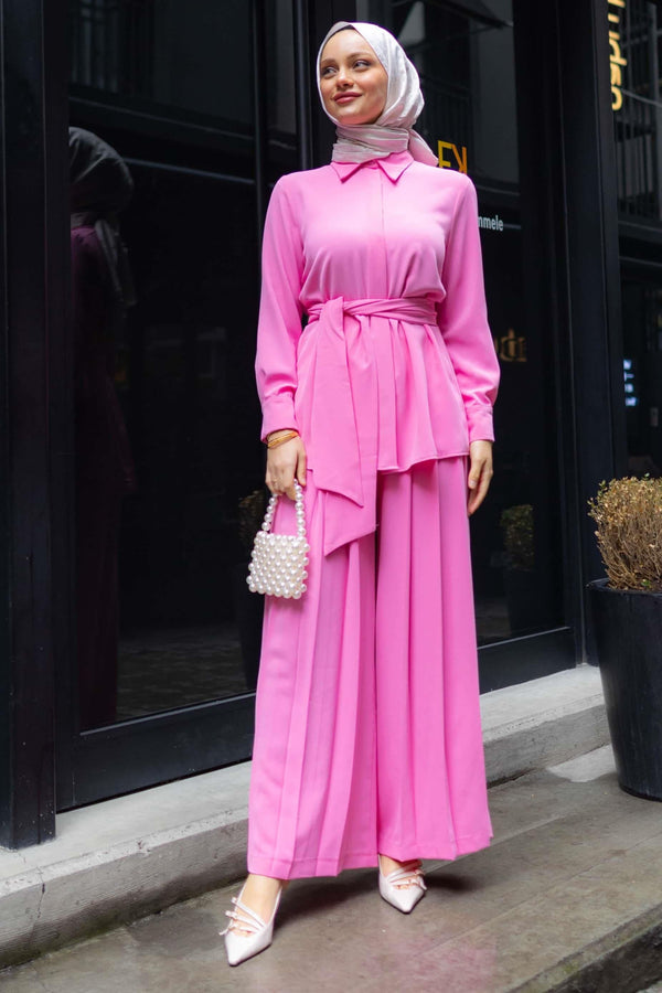 Pamelya Belted Suit Pink