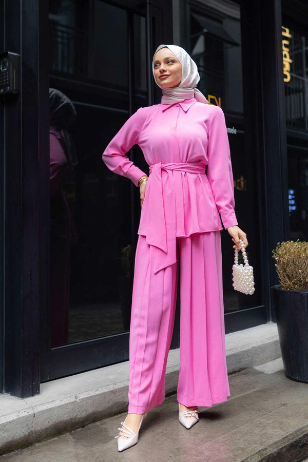 Pamelya Belted Suit Pink