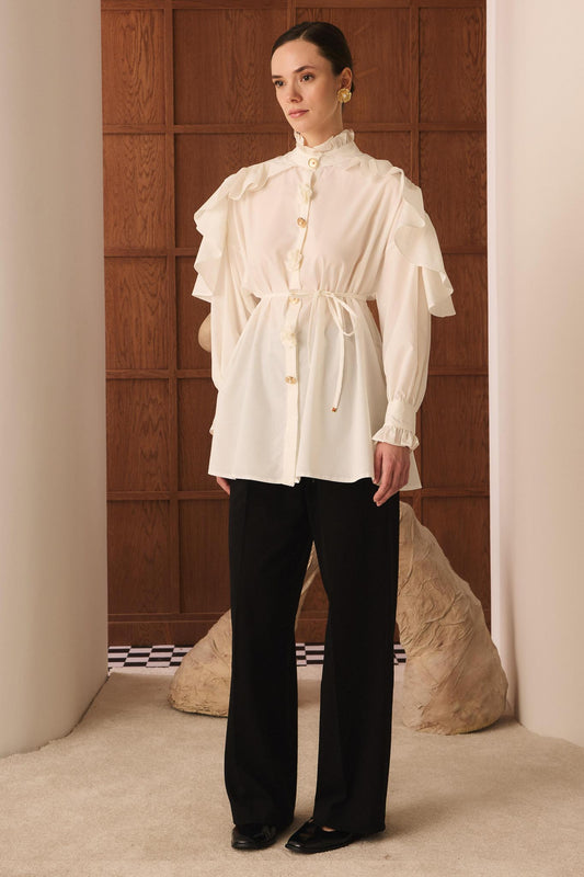 Ales Shoulder Lace Shirt Ecru