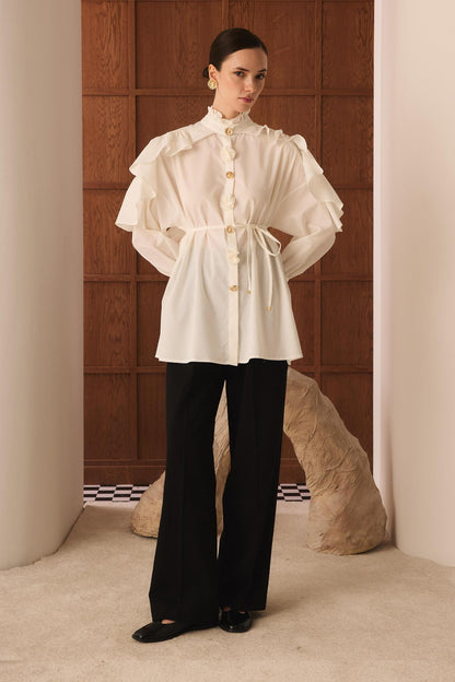 Ales Shoulder Lace Shirt Ecru