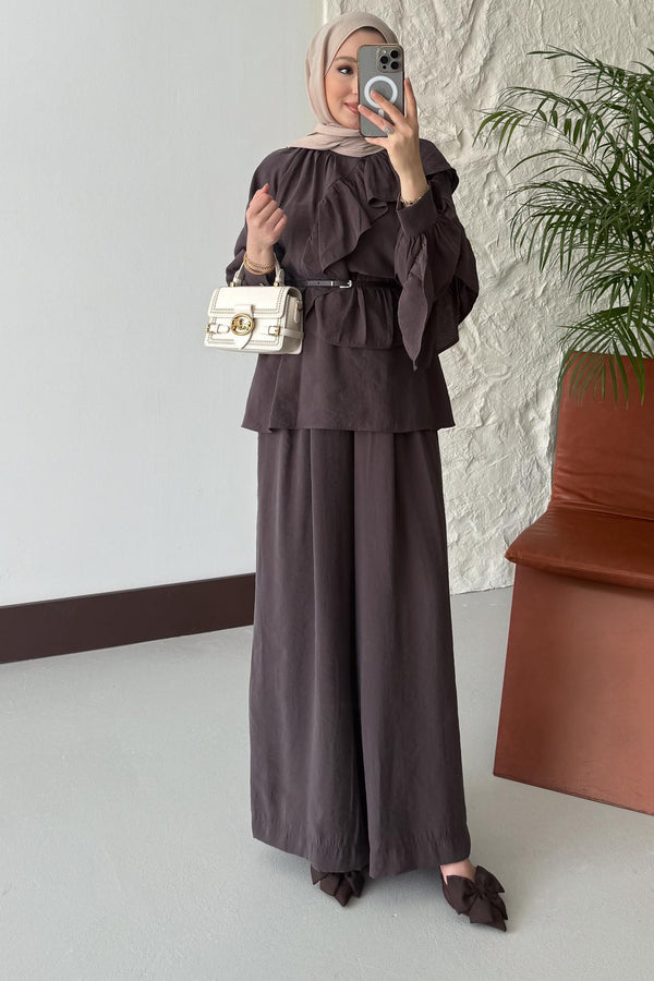 Ajda Pleated Skirt Set Petrol