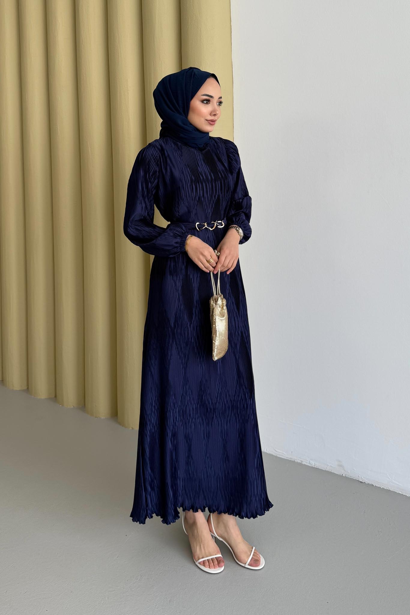 Seyran Pleated Dress Beige