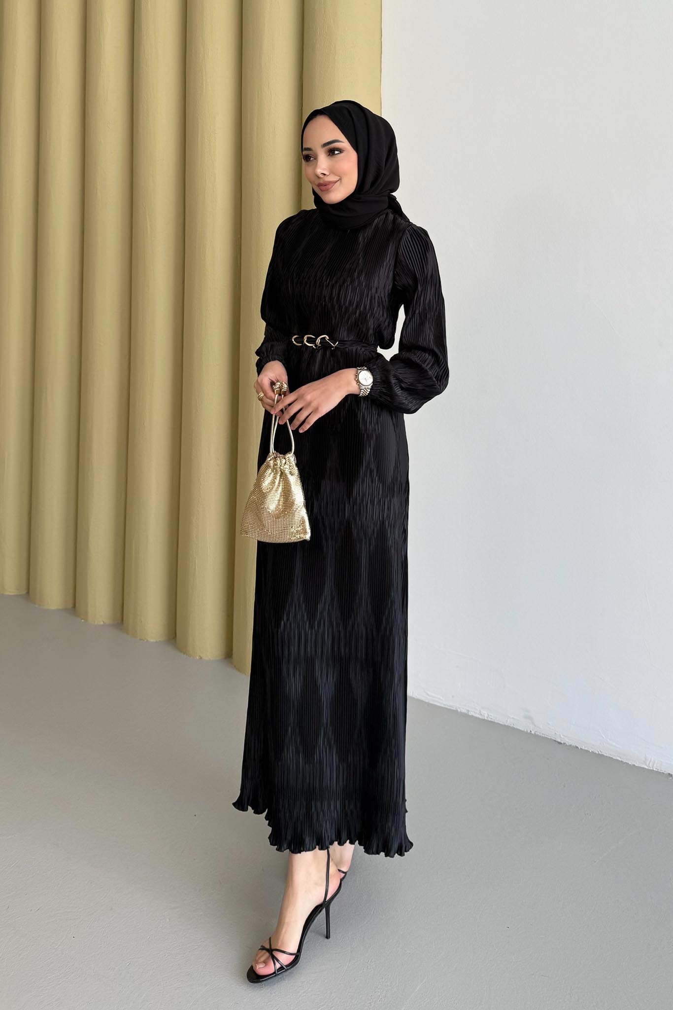 Seyran Pleated Dress Beige