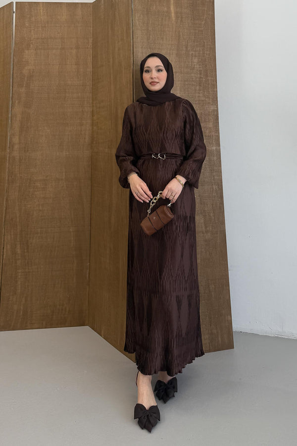 Seyran Pleated Dress Beige