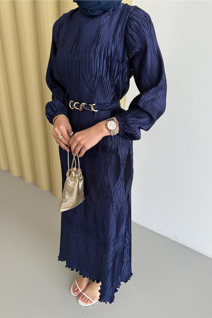 Seyran Pleated Dress Beige