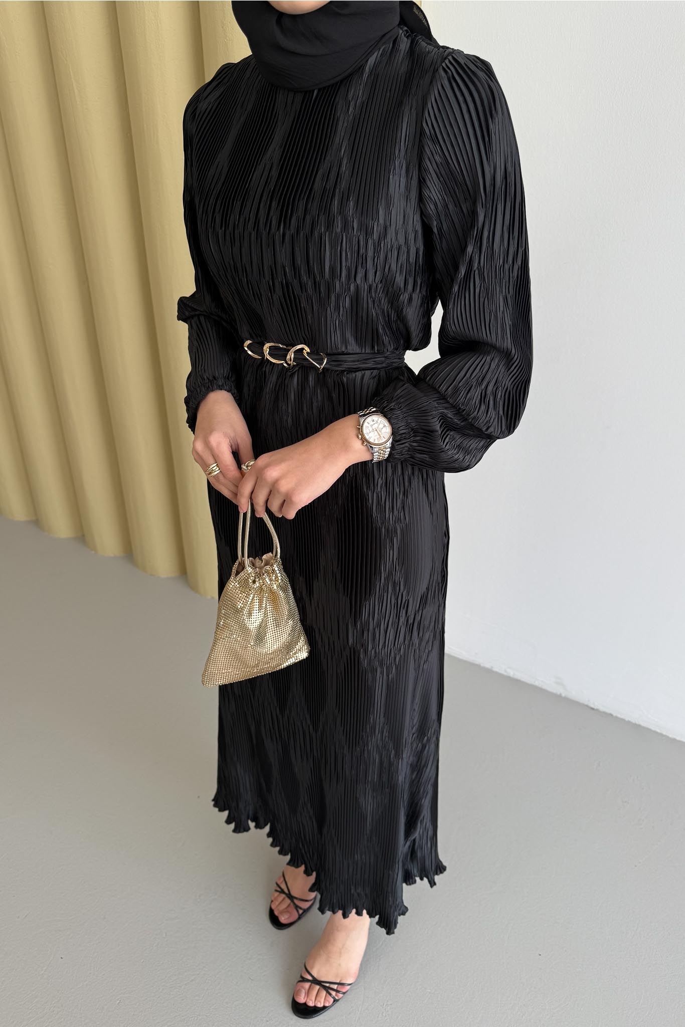 Seyran Pleated Dress Beige