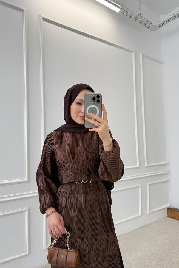 Seyran Pleated Dress Beige