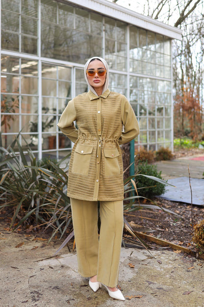 Petek İşlemeli Takım Yağ Yeşili