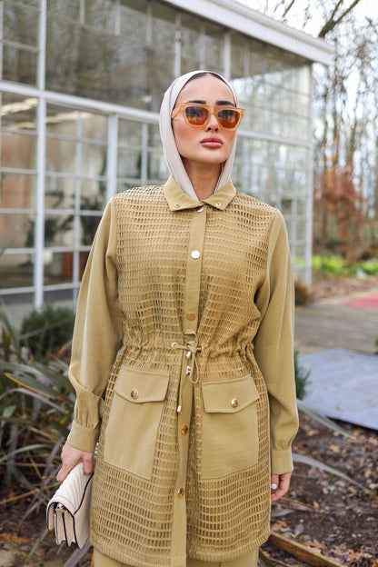 Petek İşlemeli Takım Yağ Yeşili