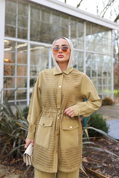 Petek İşlemeli Takım Yağ Yeşili