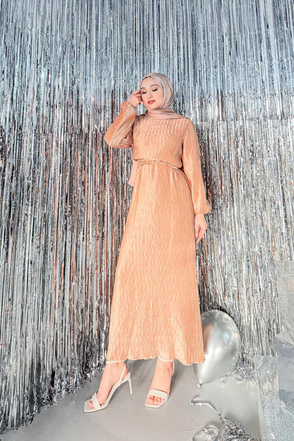 Seyran Pleated Dress Beige