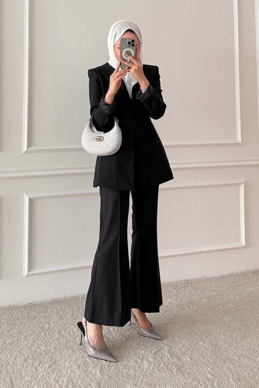 Pinterest Düğmeli Takım Siyah