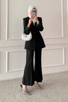 Woven Tweed Skirt Suit Navy Blue