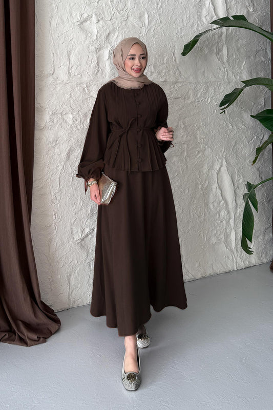 Ajda Pleated Skirt Set Petrol
