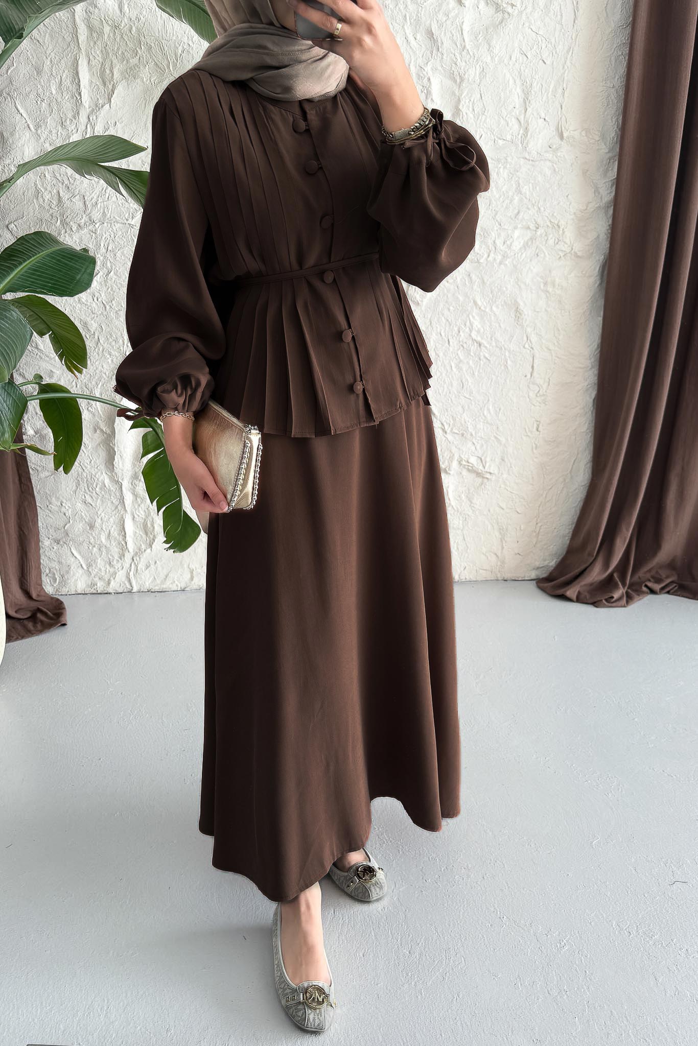 Ajda Pleated Skirt Set Petrol