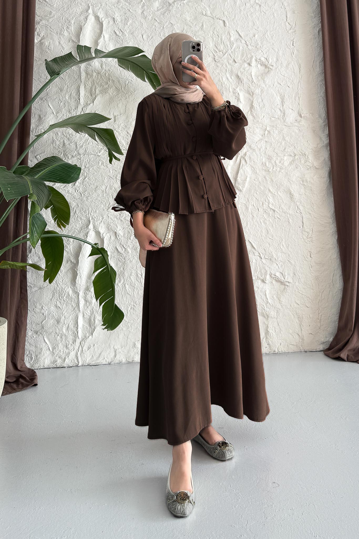 Ajda Pleated Skirt Set Petrol