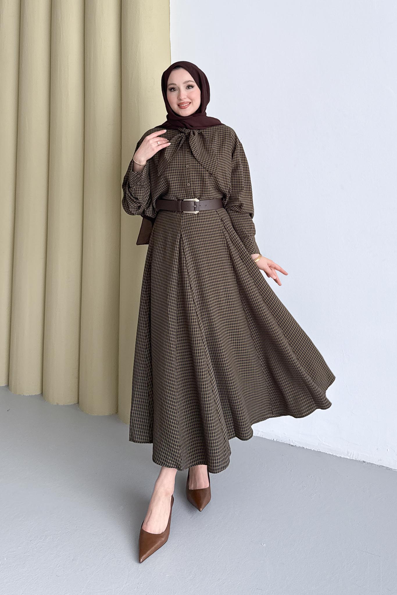 Pötikare Fularlı Takım Kahve