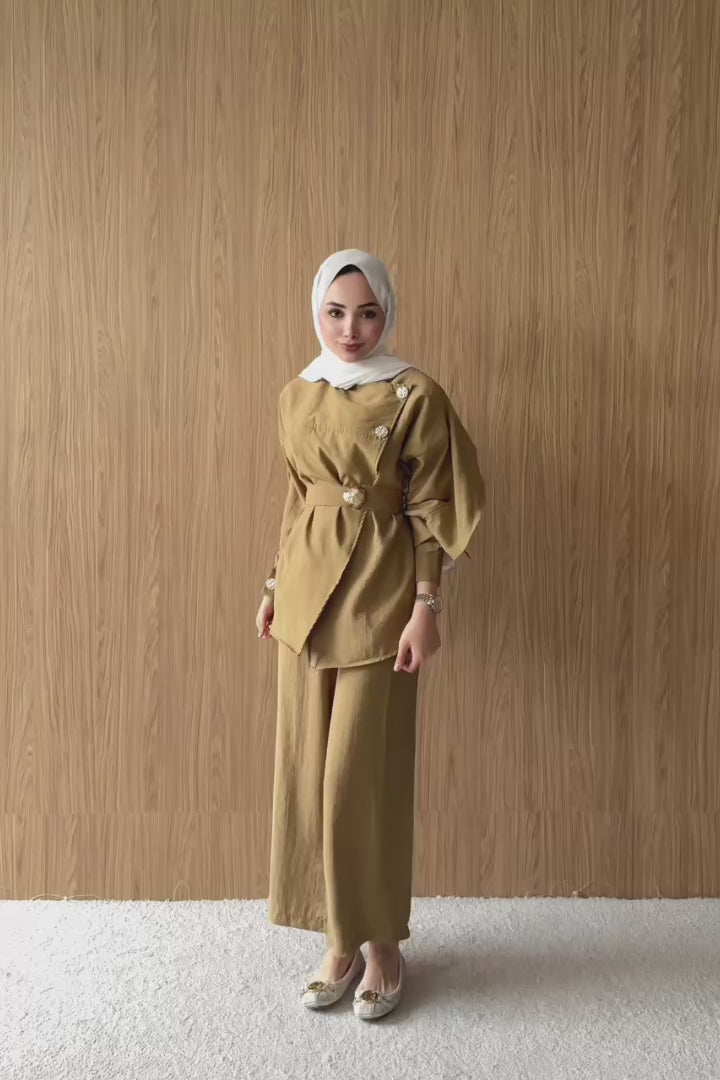 Ajda Pleated Skirt Set Petrol