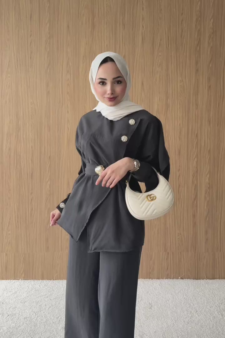 Ajda Pleated Skirt Set Petrol