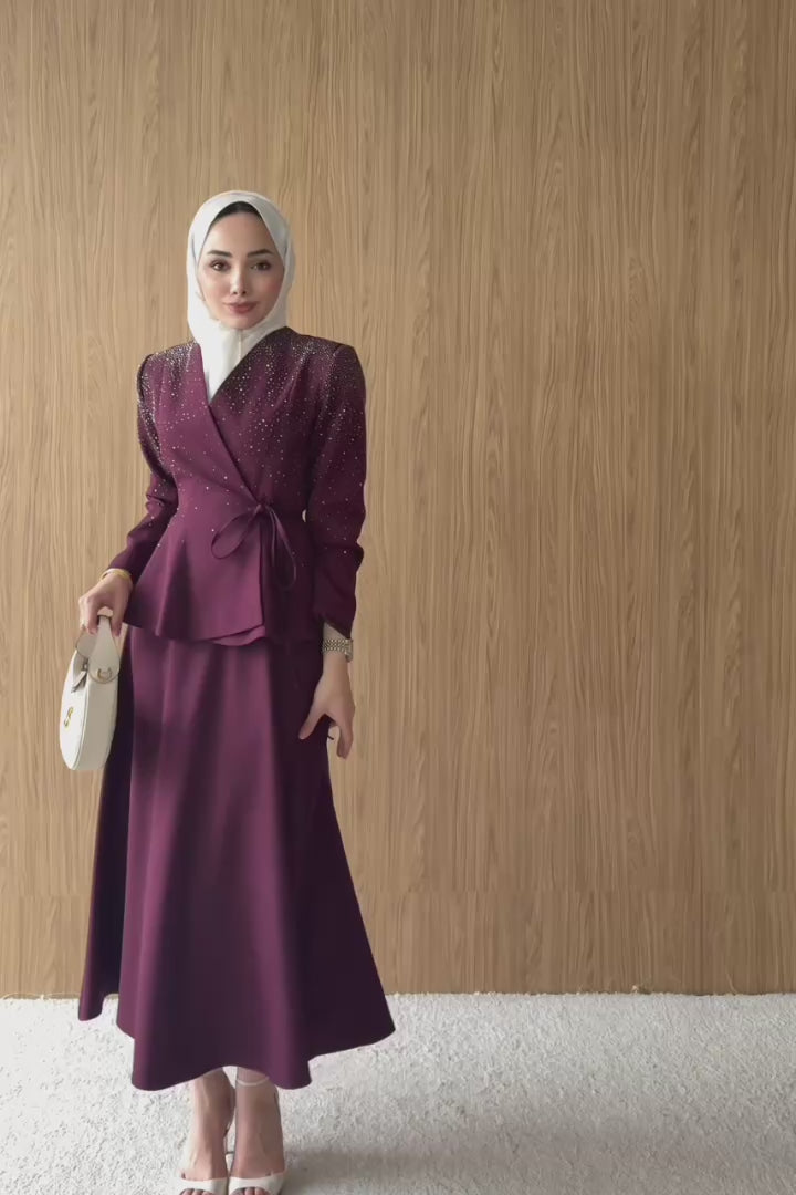 Ajda Pleated Skirt Set Petrol