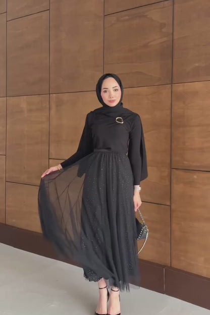 Price Taşlı Etek Siyah