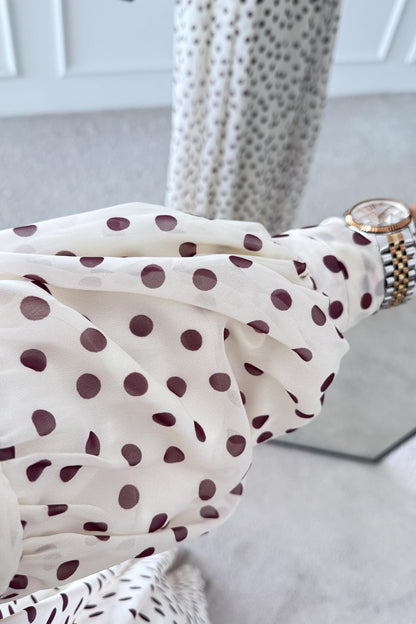 Puantiye Elbise Mürdüm