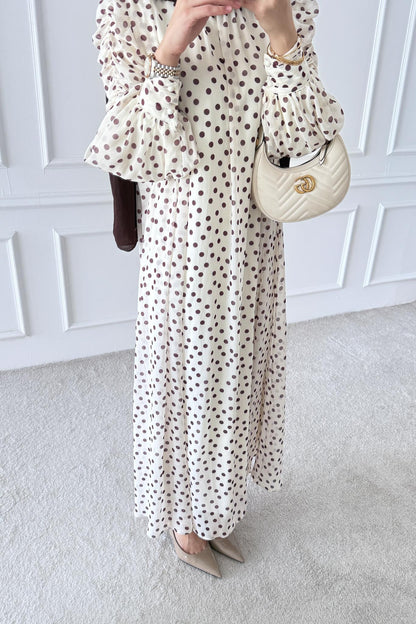 Puantiye Elbise Mürdüm