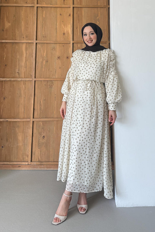 Puantiye Elbise Haki