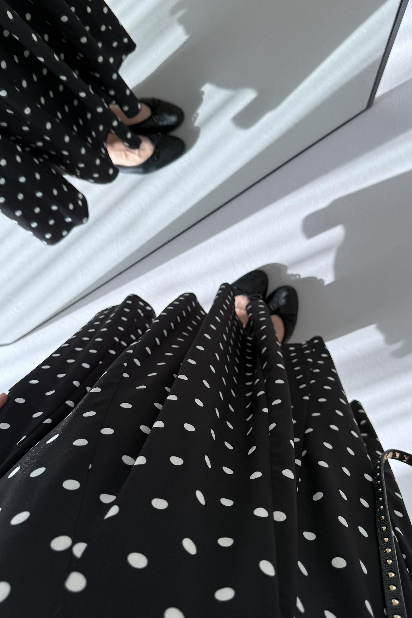 Puantiye Desenli Etek Siyah