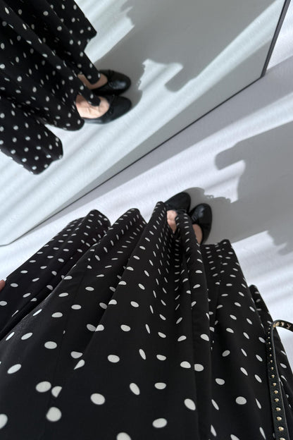 Puantiye Desenli Etek Siyah