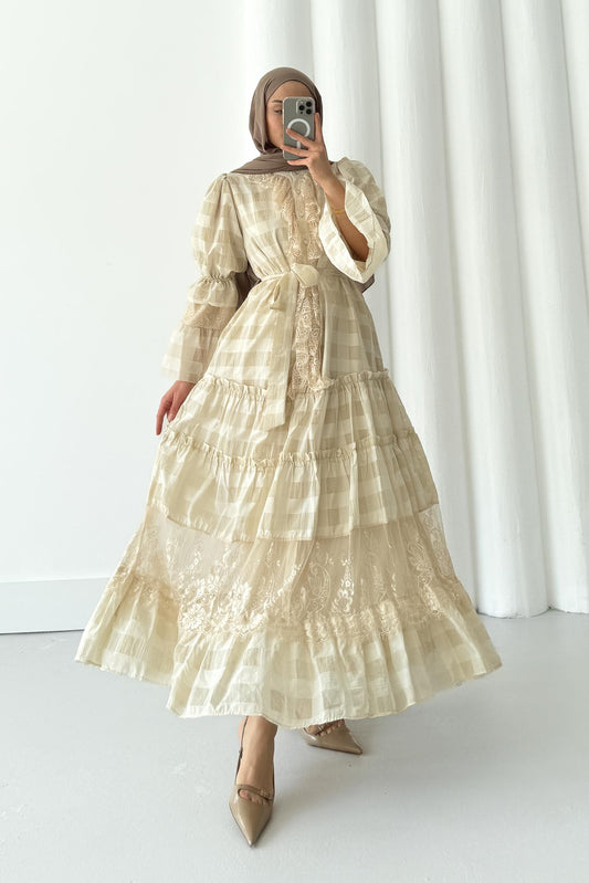 Fairy Diamond Evening Dress Beige