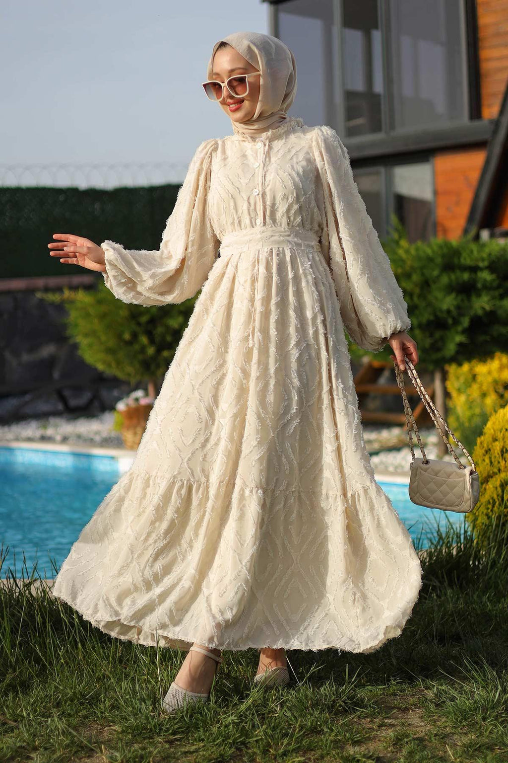 Rose Elbise Bej